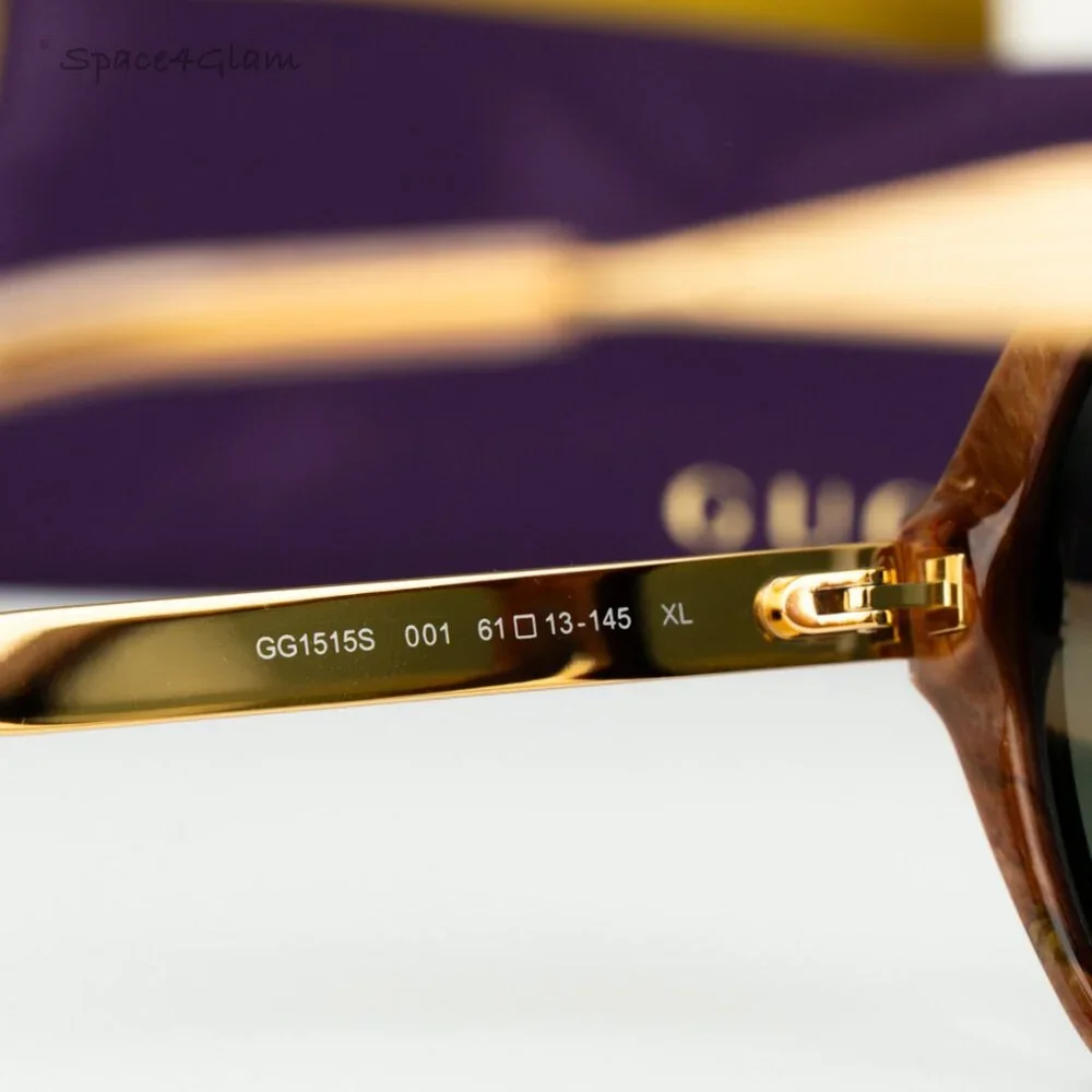 Gucci Men Sunglasses Black Gold Havana Grey Aviator GG1515S 001 BRAND NEW